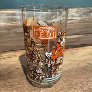 Star Wars Return of the Jedi Burger King Glass - Orange and Brown vintage 1983